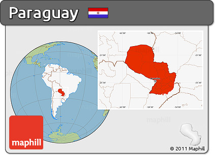 Savanna Style Location Map of Paraguay, highlighted continent