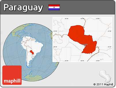 Savanna Style Location Map of Paraguay, highlighted continent, hill shading