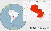 Savanna Style Location Map of Paraguay, highlighted continent, hill shading