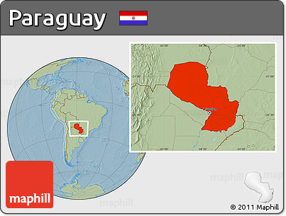 Savanna Style Location Map of Paraguay, hill shading