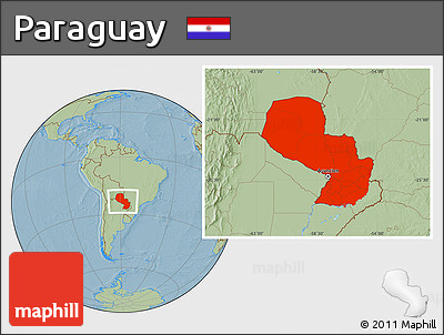 Savanna Style Location Map of Paraguay, hill shading