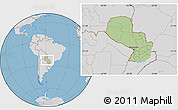 Savanna Style Location Map of Paraguay, lighten, desaturated, land only