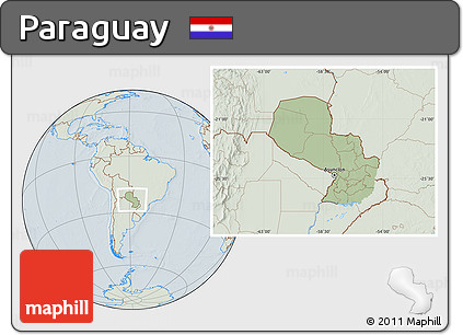 Savanna Style Location Map of Paraguay, lighten, hill shading