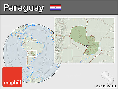 Savanna Style Location Map of Paraguay, lighten, hill shading