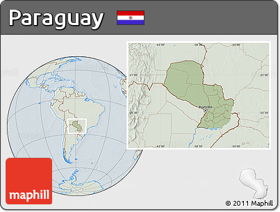 Savanna Style Location Map of Paraguay, lighten, hill shading