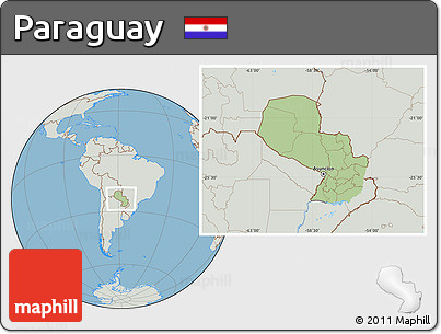 Savanna Style Location Map of Paraguay, lighten, semi-desaturated, land only