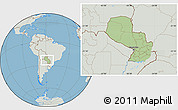 Savanna Style Location Map of Paraguay, lighten, semi-desaturated, land only