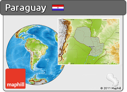 Savanna Style Location Map of Paraguay, physical outside, hill shading