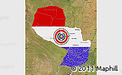 Flag Map of Paraguay, satellite outside, flag centered