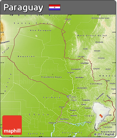 Physical Map of Paraguay