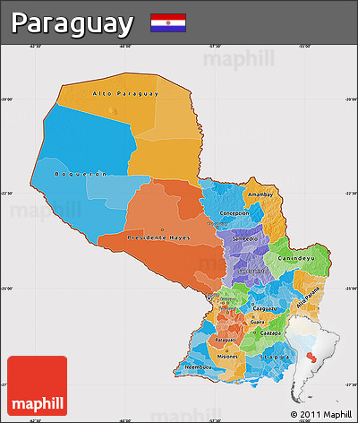 Political Map of Paraguay, cropped outside