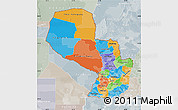 Political Map of Paraguay, lighten, semi-desaturated