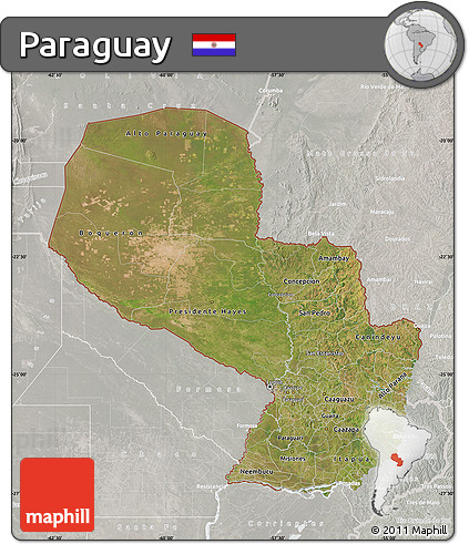 Satellite Map of Paraguay, lighten, semi-desaturated