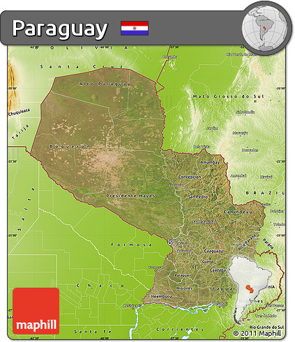 Satellite Map of Paraguay, physical outside