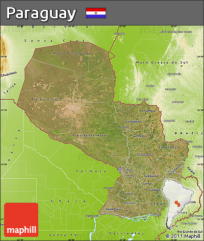 Satellite Map of Paraguay, physical outside