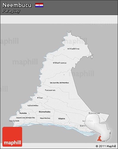 Gray 3D Map of Neembucu, single color outside