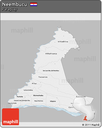 Gray 3D Map of Neembucu, single color outside