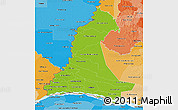 Physical 3D Map of Neembucu, political shades outside