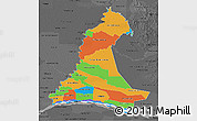 Political 3D Map of Neembucu, darken, desaturated