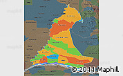 Political 3D Map of Neembucu, darken, semi-desaturated