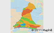 Political 3D Map of Neembucu, lighten