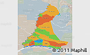 Political 3D Map of Neembucu, lighten, semi-desaturated