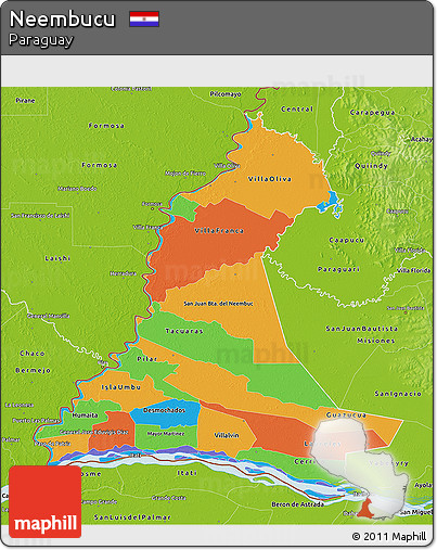Political 3D Map of Neembucu, physical outside