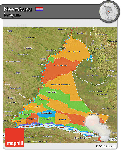 Political 3D Map of Neembucu, satellite outside