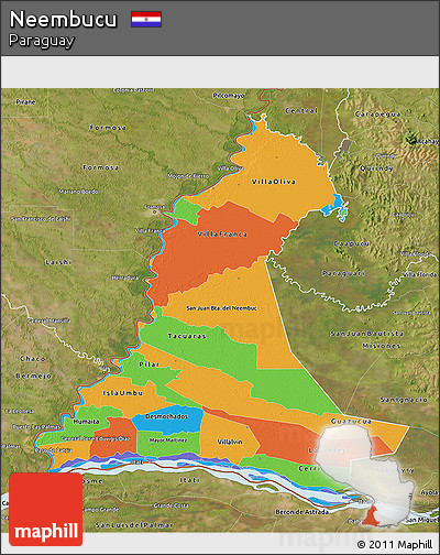 Political 3D Map of Neembucu, satellite outside