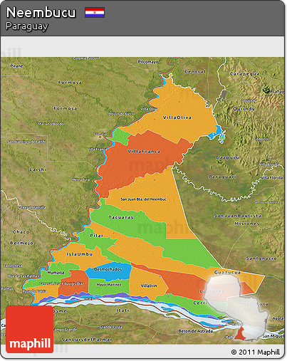Political 3D Map of Neembucu, satellite outside