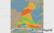 Political 3D Map of Neembucu, semi-desaturated