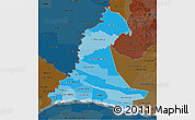 Political Shades 3D Map of Neembucu, darken