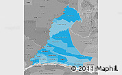 Political Shades 3D Map of Neembucu, desaturated