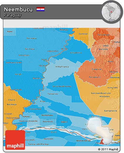 Political Shades 3D Map of Neembucu