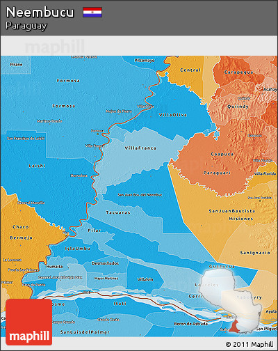 Political Shades 3D Map of Neembucu