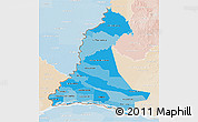 Political Shades 3D Map of Neembucu, lighten