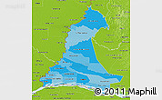 Political Shades 3D Map of Neembucu, physical outside