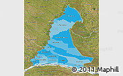 Political Shades 3D Map of Neembucu, satellite outside