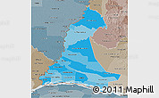 Political Shades 3D Map of Neembucu, semi-desaturated