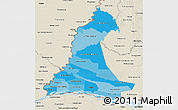 Political Shades 3D Map of Neembucu, shaded relief outside