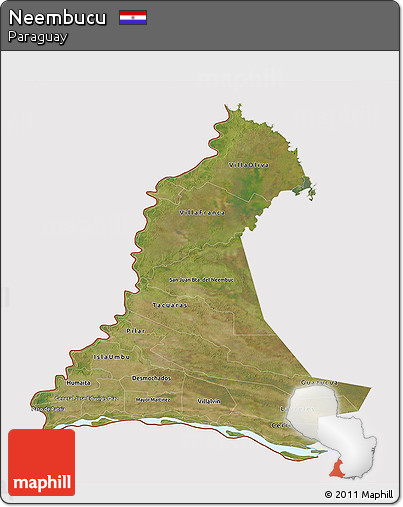 Satellite 3D Map of Neembucu, cropped outside