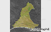 Satellite 3D Map of Neembucu, darken, desaturated