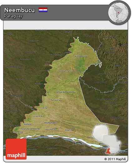 Satellite 3D Map of Neembucu, darken