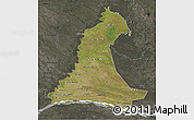 Satellite 3D Map of Neembucu, darken, semi-desaturated