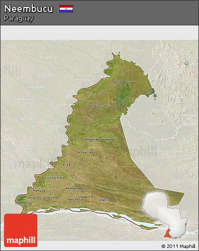 Satellite 3D Map of Neembucu, lighten