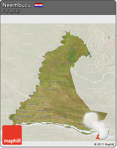 Satellite 3D Map of Neembucu, lighten