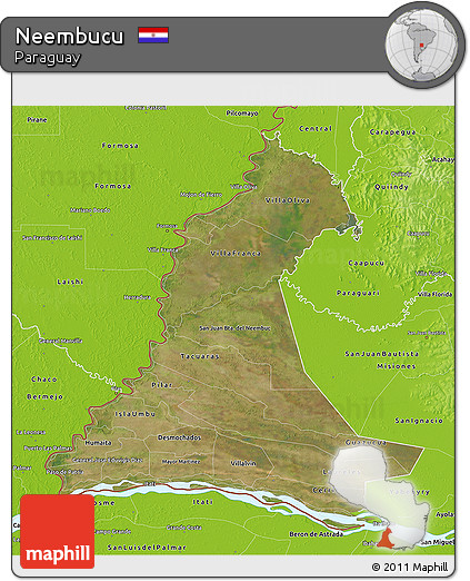 Satellite 3D Map of Neembucu, physical outside