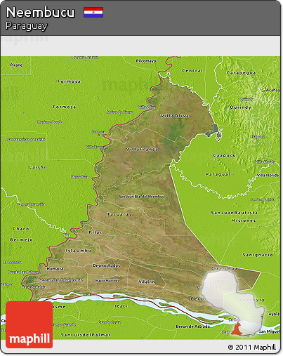 Satellite 3D Map of Neembucu, physical outside