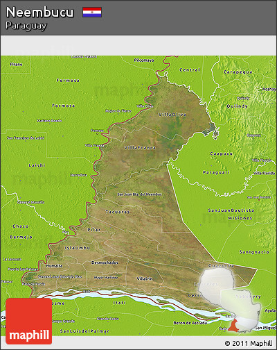Satellite 3D Map of Neembucu, physical outside