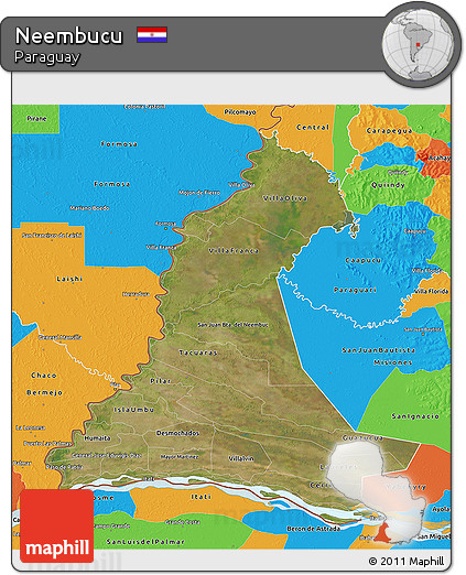 Satellite 3D Map of Neembucu, political outside